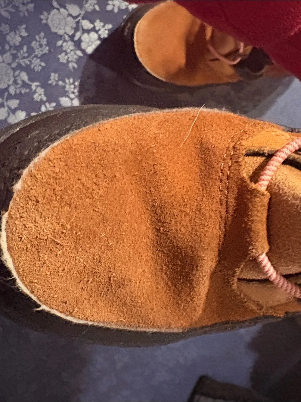 Cat & Jack Tan Faux-Fur Lined Kids Lace-Up Boots with Pink Laces